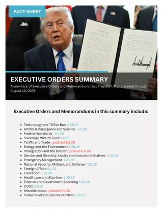 First page of Executive Orders Summary