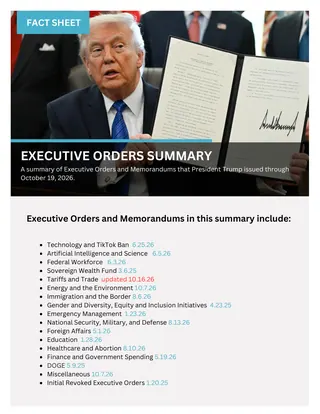 First page of Executive Orders Summary through 10.19.26
