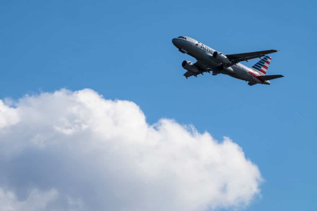 An American Airlines plane takes off from Ronald Reagan Washington National Airport November 23, 2021 in Arlington, Virginia.