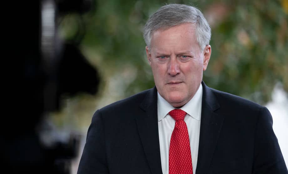 White House Chief of Staff Mark Meadows talks to reporters at the White House on October 21, 2020 in Washington, DC.