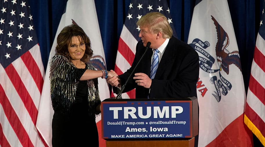 Donald Trump Makes Campaign Swing Through Iowa, Sarah Palin