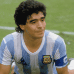 Diego Maradona playing soccer