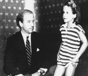 Joe biden and young daughter ashley jackson black and white photo