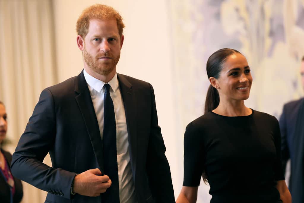 Prince Harry, Duke of Sussex and Meghan, Duchess of Sussex arrive at the United Nations Headquarters on July 18, 2022 in New York City.
