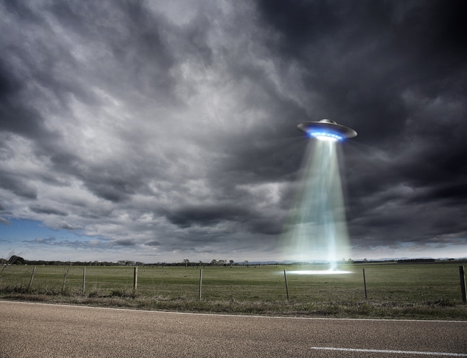 UFO off country road.