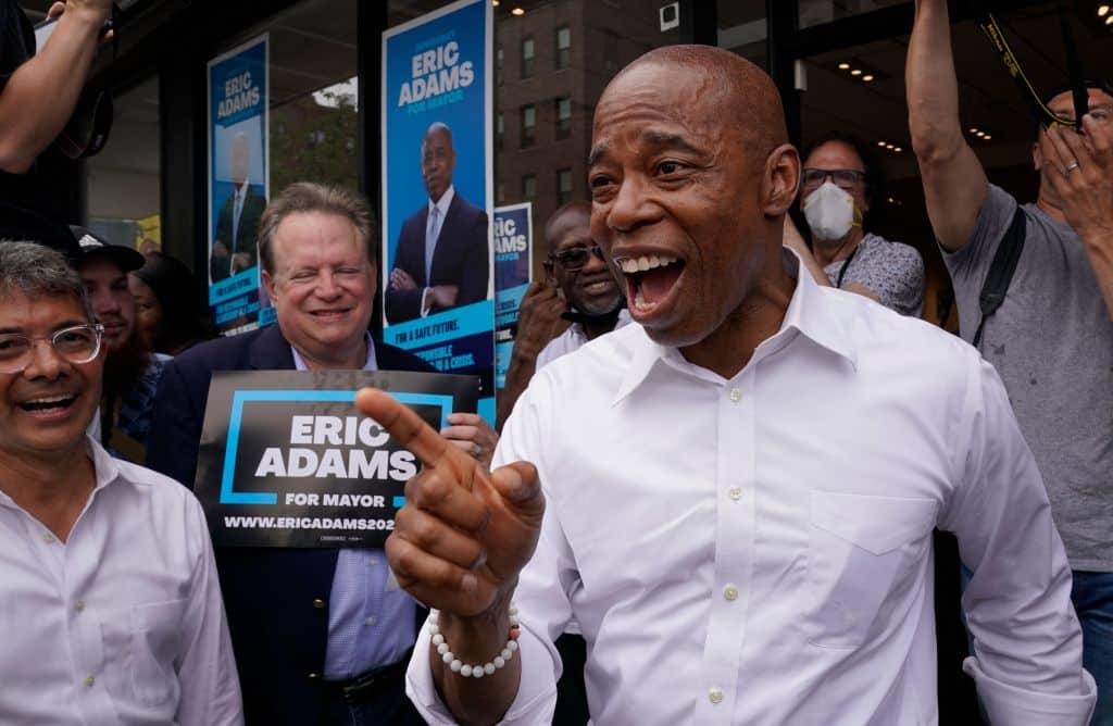 New York City Democratic Mayoral Candidate Eric Adams holds a event in Brooklyn June 21, 2021 on the eve of New York City Primary Election Day. (Photo by TIMOTHY A. CLARY / AFP) (Photo by TIMOTHY A. CLARY/AFP via Getty Images)