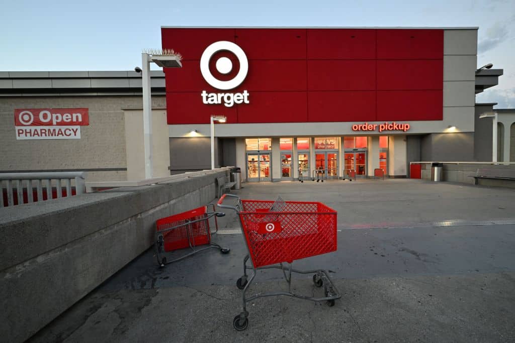 The exterior of a Target store in Los Angeles, California before the start of business on August 17, 2022. - US retail sales held steady in July as gas prices fell sharply, but the new data released Wednesday by the Commerce Department showed consumers are still spending, keeping the pressure on the Federal Reserve to continue its aggressive interest rate hikes. (Photo by Robyn Beck / AFP) (Photo by ROBYN BECK/AFP via Getty Images)