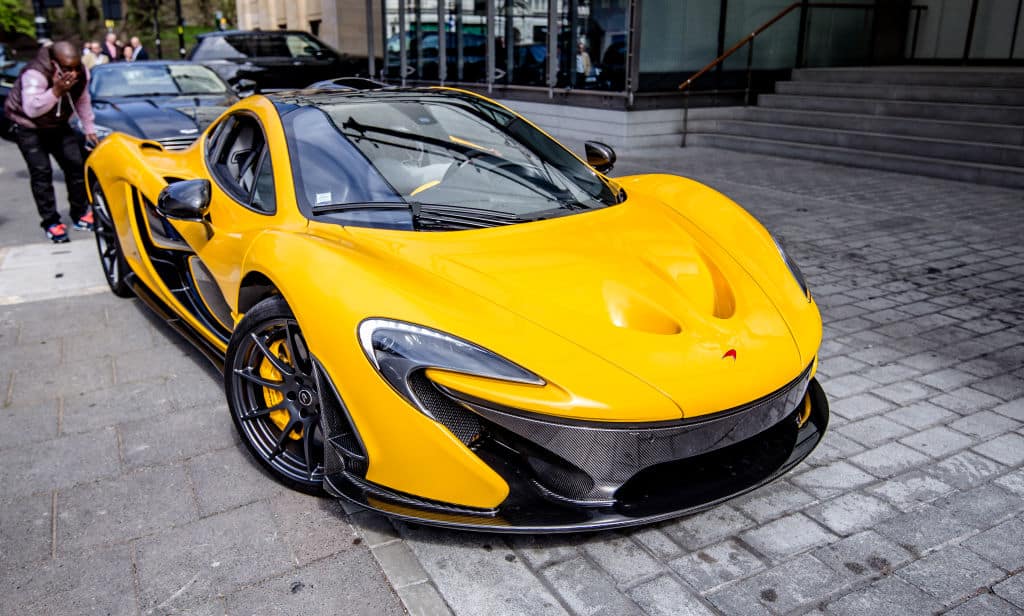 LONDON, UNITED KINDOM - MARCH 30: The McLaren P1, owned by Qatari Sheikh Khalifa bin Hamad al Thani. The Qatari sheikh regularly flies a fleet of exotic cars into London every summer, often leaving them parked outside many Hotels, drawing crowds. (Photo by Martyn Lucy/Getty Images)