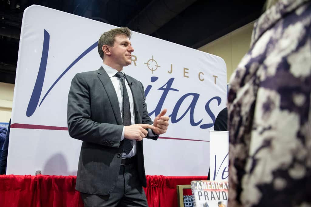 NATIONAL HARBOR, MD - FEBRUARY 28: James O'Keefe, an American conservative political activist and founder of Project Veritas, meets with supporters during the Conservative Political Action Conference 2020 (CPAC) hosted by the American Conservative Union on February 28, 2020 in National Harbor, MD. (Photo by Samuel Corum/Getty Images)