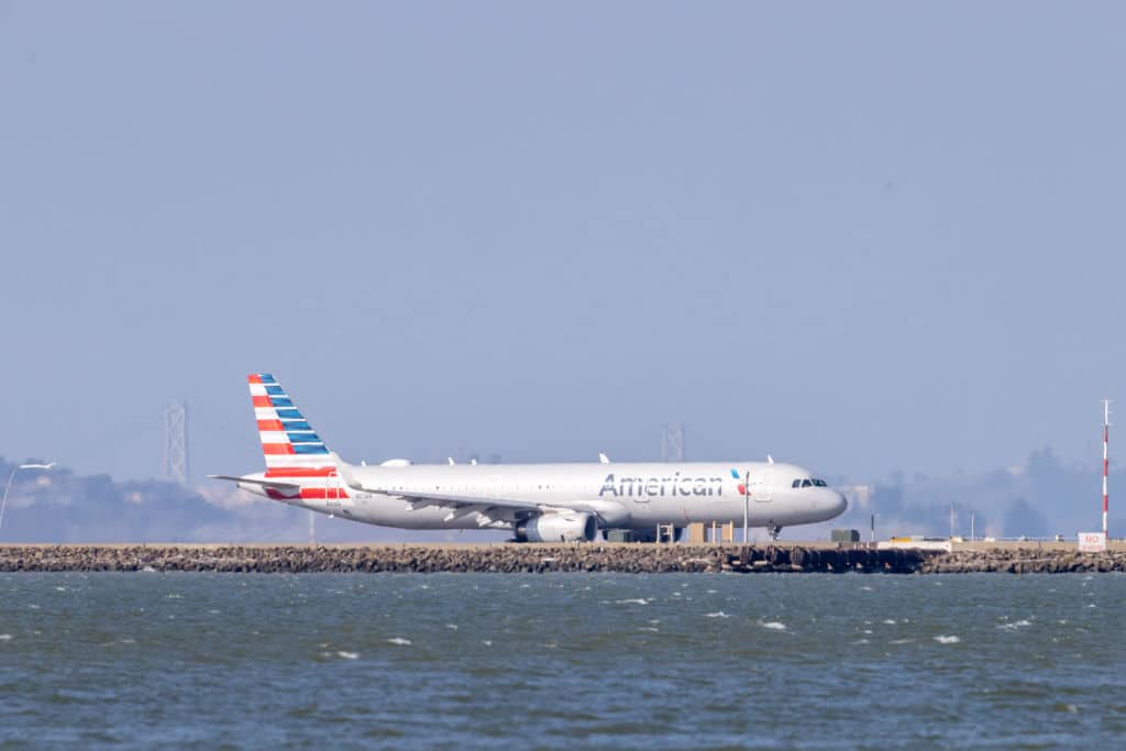 SAN FRANCISCO, CA - SEPTEMBER 15: An American Airline plane is taxiing to take-off at San Francisco International Airport (SFO) in San Francisco, California, United States on September 15, 2022. (Photo by Tayfun Coskun/Anadolu Agency via Getty Images)