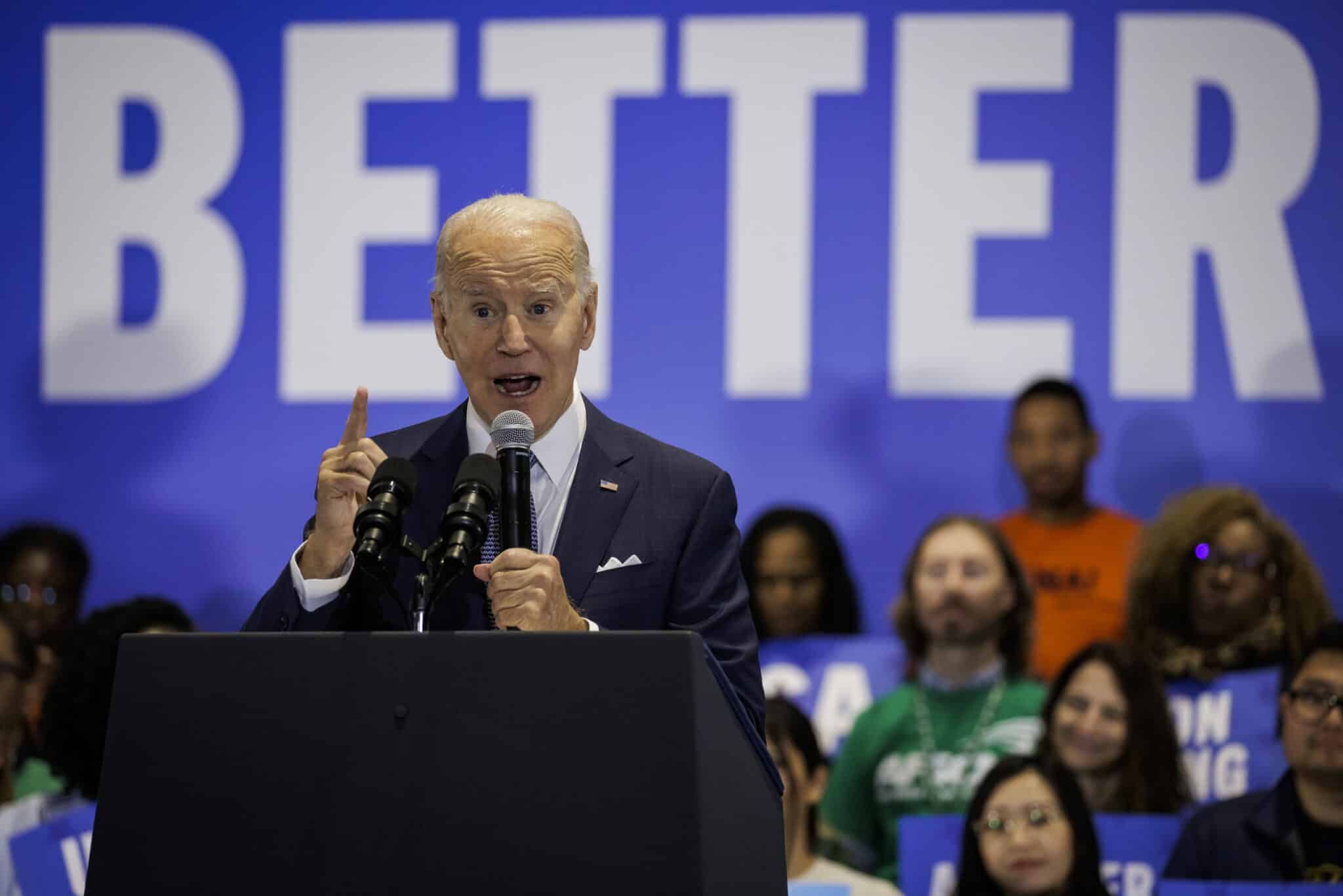 WASHINGTON, DC - SEPTEMBER 23: U.S. President Joe Biden speaks during a Democratic National Committee event at the headquarters of the National Education Association on September 23, 2022 in Washington, DC. The president urged supporters to vote in the upcoming midterm elections this November. (Photo by Samuel Corum/Getty Images)