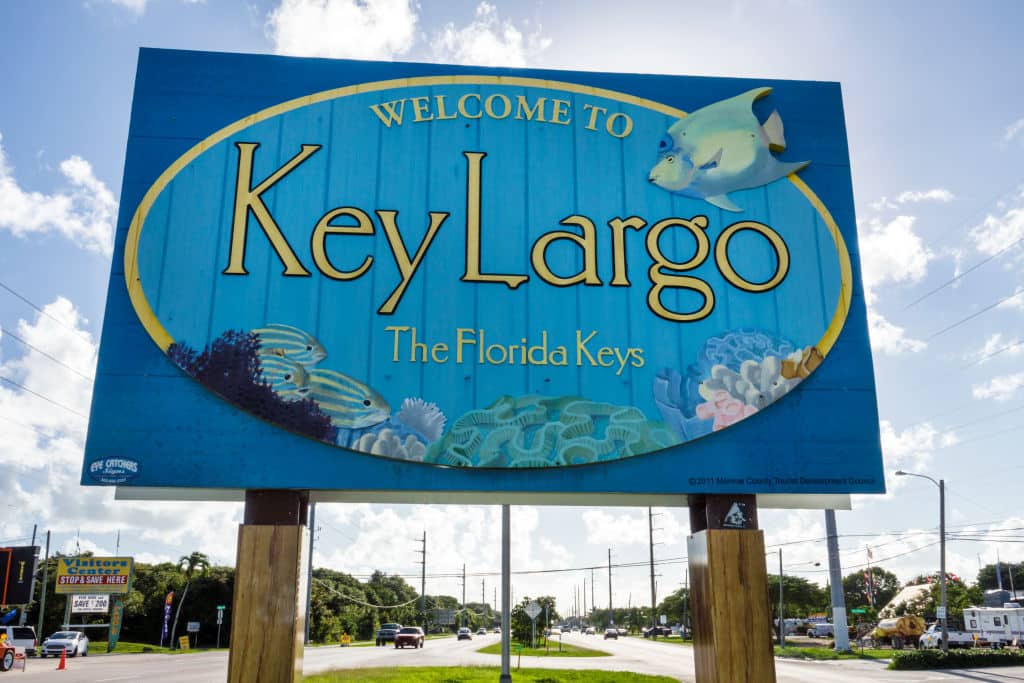 Florida, Key Largo, Welcome Sign. (Photo by: Jeffrey Greenberg/Universal Images Group via Getty Images)