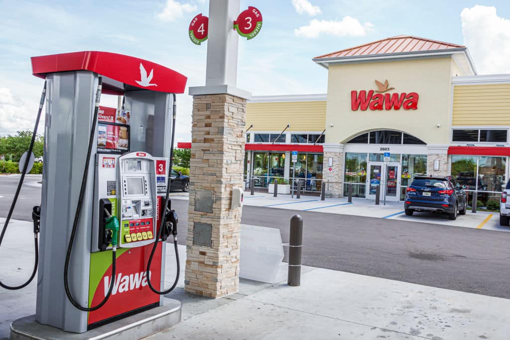 Florida, Cape Coral, Wawa gas station pump and convenience store. (Photo by: Jeffrey Greenberg/Education Images/Universal Images Group via Getty Images)