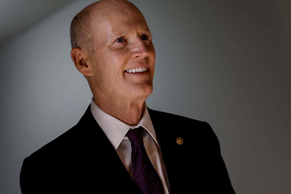 WASHINGTON, DC - AUGUST 01: Sen. Rick Scott (R-FL) walks to Senate Minority Leader Mitch McConnell's (R-KY) office in the U.S. Capitol Building on August 01, 2022 in Washington, DC. The U.S. Senate is scheduled to leave for August recess with action on several pieces of legislation still currently outstanding, including votes on Sen. Joe Manchin's (D-WV) Inflation Reduction Act of 2022, the PACT Act, and the Respect for Marriage Act. (Photo by Anna Moneymaker/Getty Images)