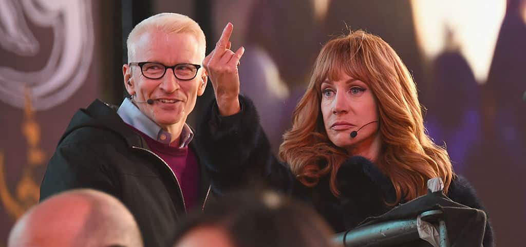 NEW YORK, NY - DECEMBER 31:  Anderson Cooper and Kathy Griffin on New Year's Eve 2016 In Times Square at Times Square on December 31, 2015 in New York City.  (Photo by Nicholas Hunt/Getty Images)