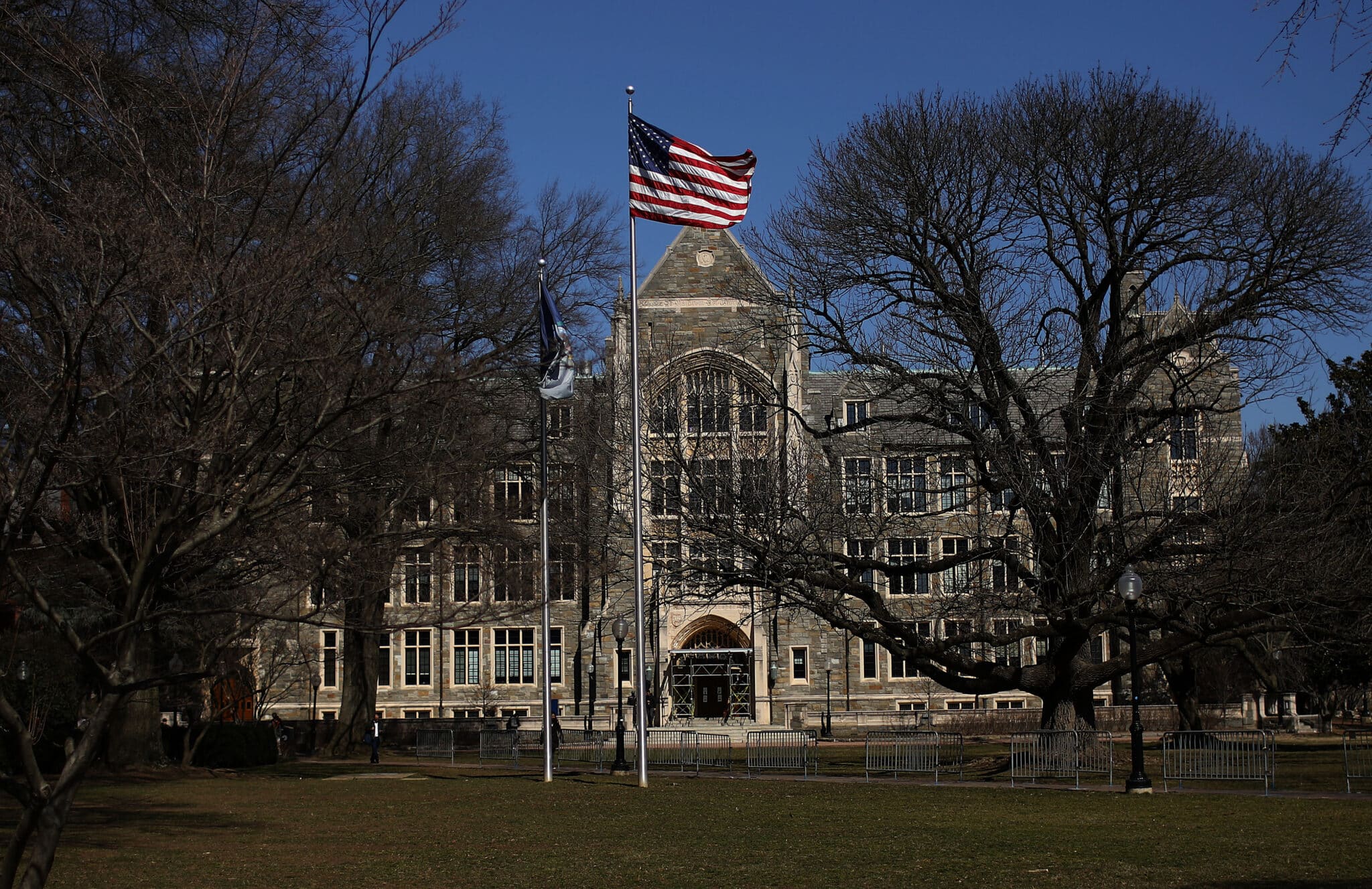 WASHINGTON,  - MARCH 12: The campus of Georgetown University is shown March 12, 2019 in Washington, DC. Georgetown University and several other schools including Yale, Stanford, the University of Texas, University of Southern California and UCLA were named today in an FBI investigation targeting 50 people as part of a bribery scheme to accept students with lower test scores into some of the leading universities across the United States. (Photo by Win McNamee/Getty Images)
