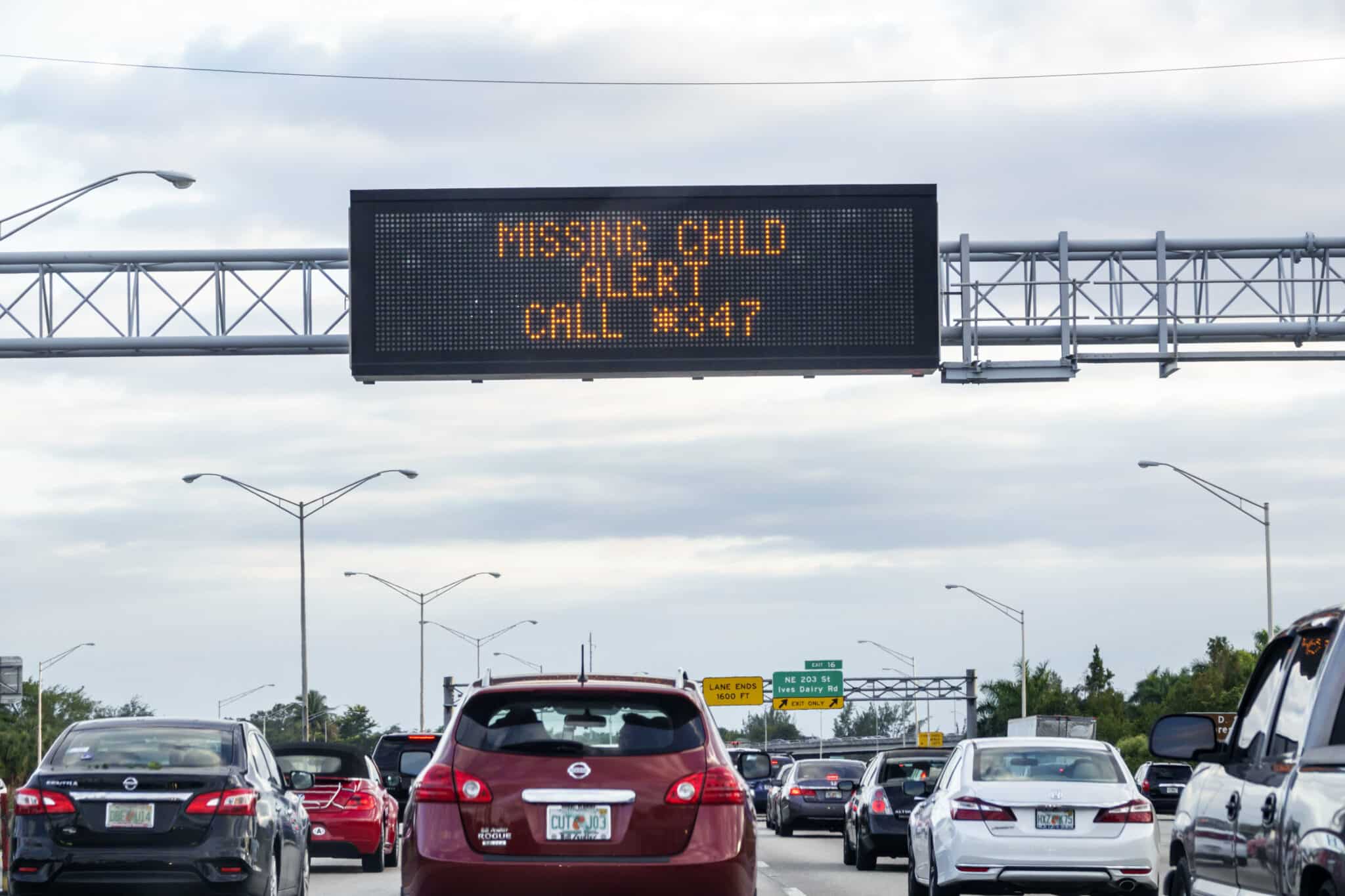 Miami, Interstate I-95, missing child alert. (Photo by: Jeffrey Greenberg/Universal Images Group via Getty Images)