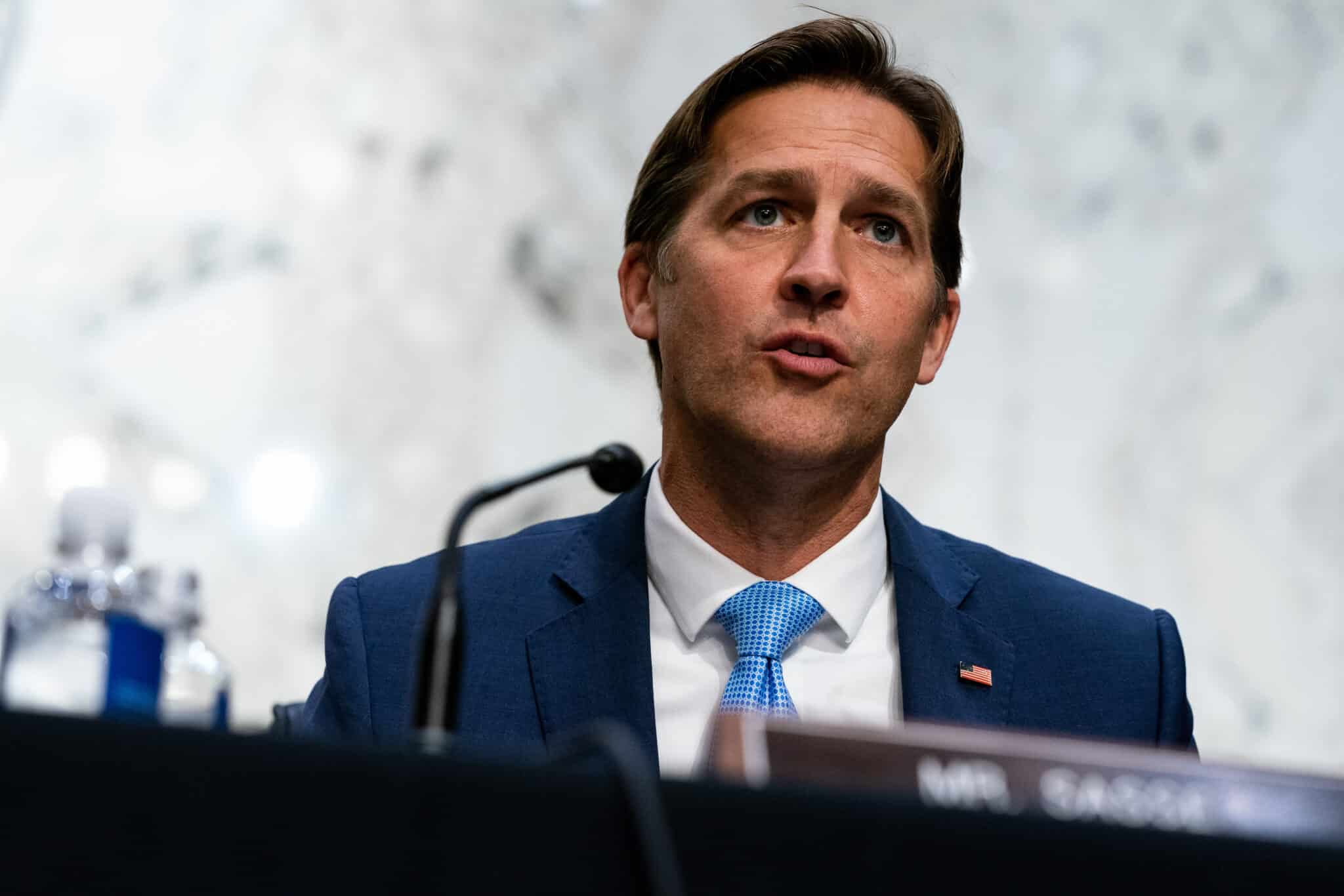 WASHINGTON, DC - OCTOBER 13:  U.S. Sen. Ben Sasse (R-NE) speaks while Supreme Court nominee Judge Amy Coney Barrett testifies before the Senate Judiciary Committee on the second day of her Supreme Court confirmation hearing on Capitol Hill on October 13, 2020 in Washington, DC. Barrett was nominated by President Donald Trump to fill the vacancy left by Justice Ruth Bader Ginsburg who passed away in September. (Anna Moneymaker-Pool/Getty Images)