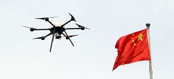 This picture taken on May 12, 2015 shows an unmanned drone aircraft being tested during a campaign for disaster prevention and reduction in Beijing.  China forbids any flights, manned or unmanned, without prior approval from the air force, civil aviation authorities and the local air traffic control bureau.          CHINA OUT  --  AFP PHOTO        (Photo credit should read STR/AFP via Getty Images)