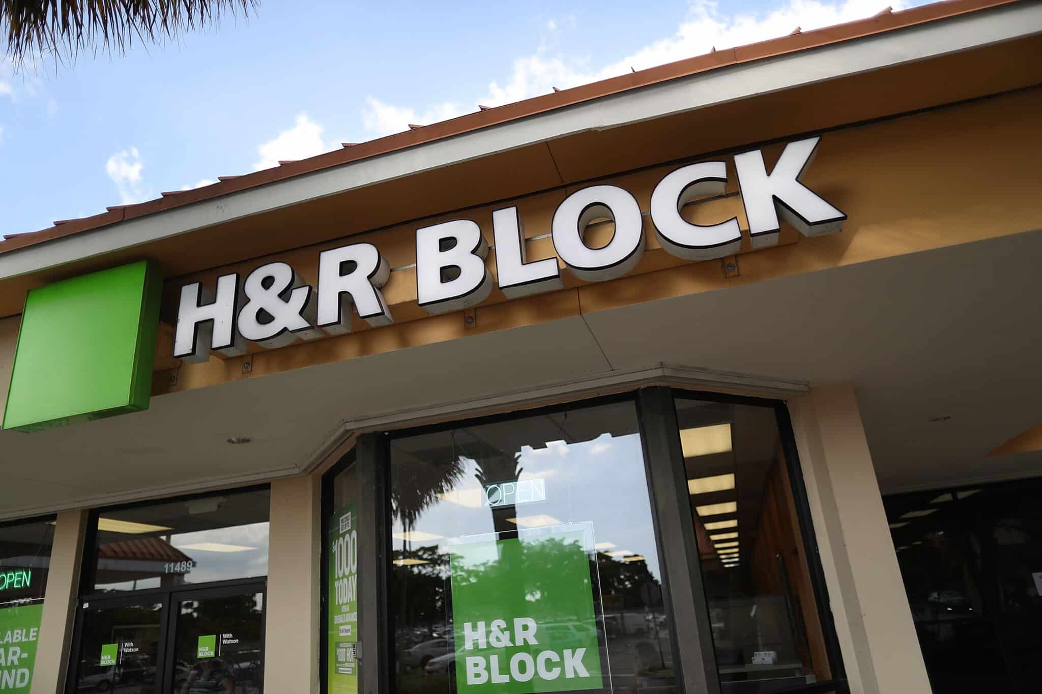 MIAMI, FL - DECEMBER 22:  A H&R Block office is seen on the day President Donald Trump signed the Republican tax cut bill in Washington, DC  on December 22, 2017 in Miami, Florida. Kathy Pickering, vice president of regulatory affairs and executive director of The Tax Institute at H&R Block released a statement about the new tax bill saying,