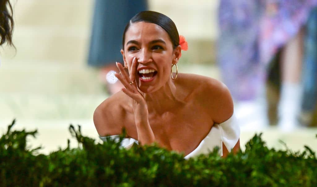 NEW YORK, NEW YORK - SEPTEMBER 13: Alexandria Ocasio-Cortez leaves the 2021 Met Gala Celebrating In America: A Lexicon Of Fashion at Metropolitan Museum of Art on September 13, 2021 in New York City. (Photo by James Devaney/GC Images)