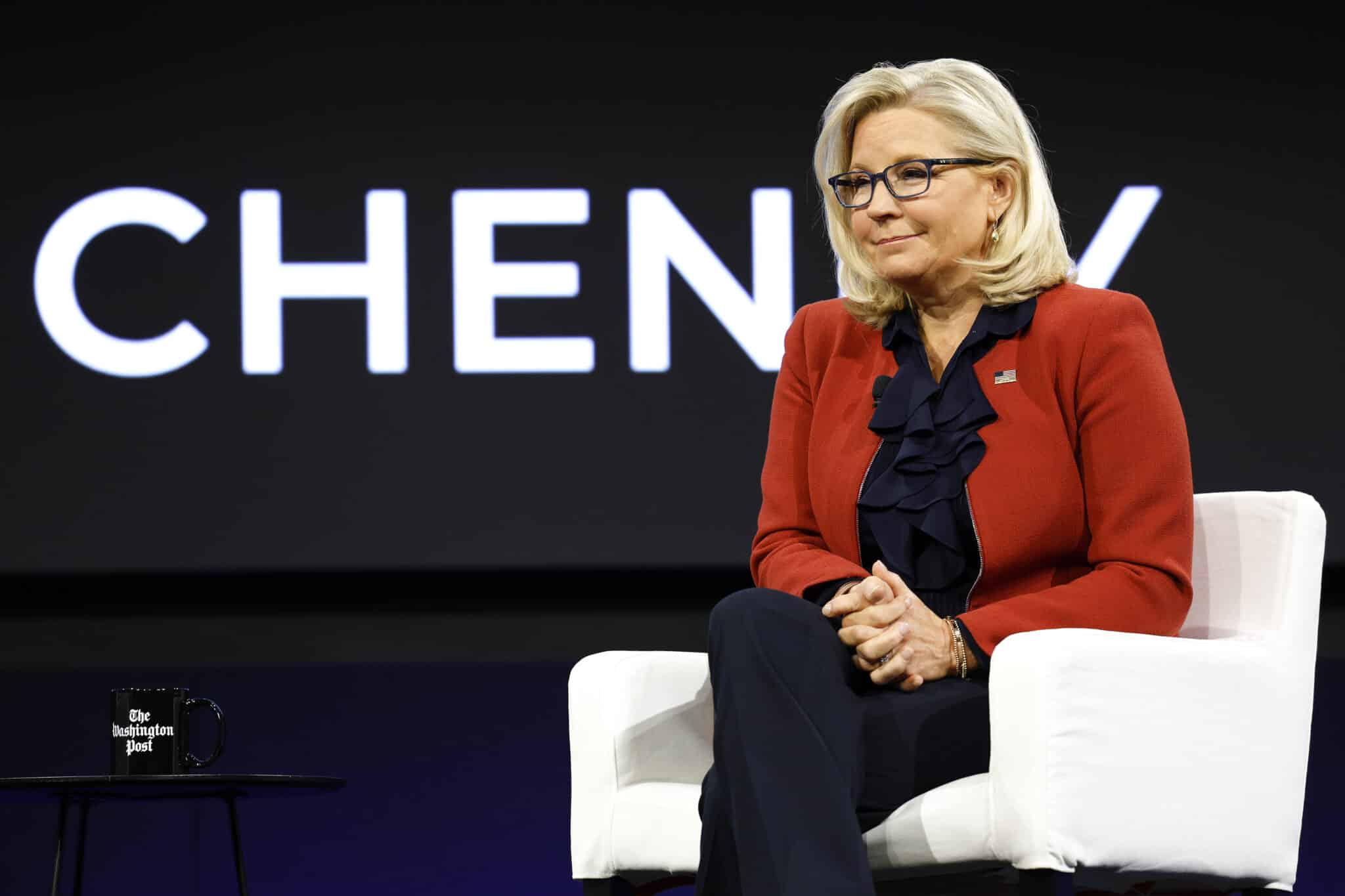 WASHINGTON, DC - NOVEMBER 15: Rep. Liz Cheney (R-WY) speaks during the Washington Post Global Women's Summit at the newspaper's headquarters on November 15, 2022 in Washington, DC. The inaugural summit featured a collection of speakers ranging from activists to politicians gathered to discuss issues pertaining to women. (Photo by Anna Moneymaker/Getty Images)