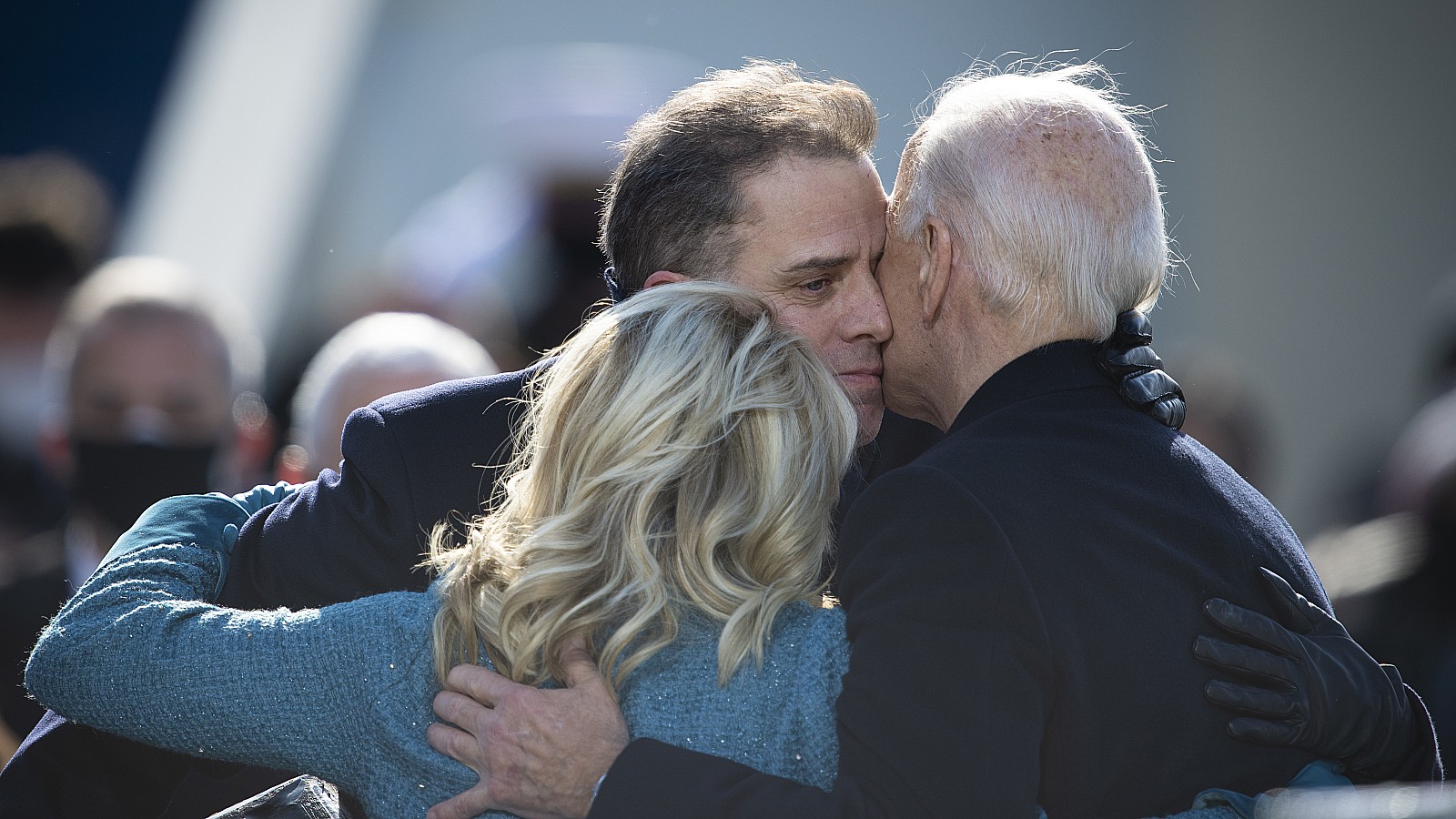 The Biden family embraces at the inauguration