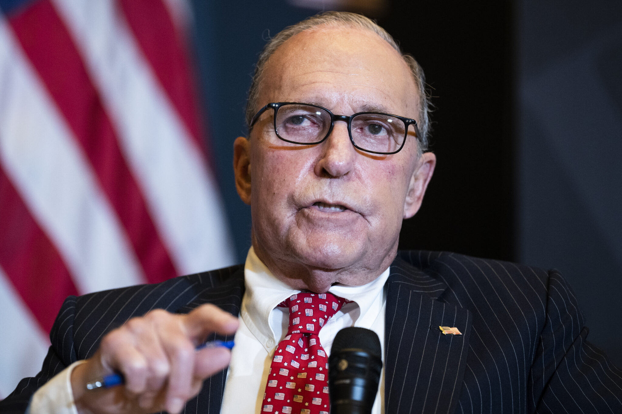 UNITED STATES - JULY 26: Larry Kudlow, former director of the U.S. National Economic Council, participates in a discussion titled Make the Greatest Economy in the World Work for All Americans, during the America First Policy Institute's America First Agenda Summit at the Marriott Marquis on Tuesday, July 26, 2022. (Tom Williams/CQ-Roll Call, Inc via Getty Images)