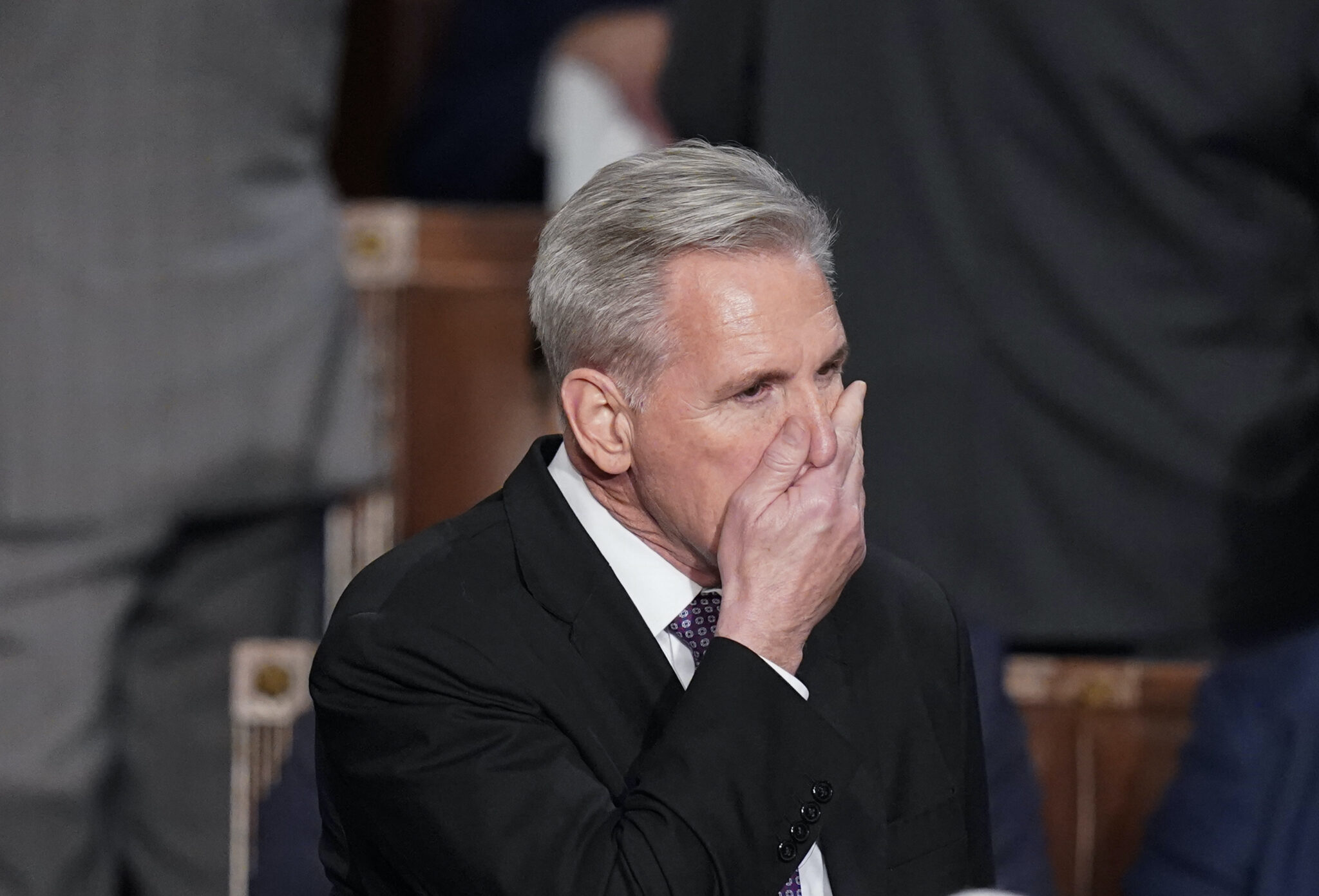 Rep. Kevin McCarthy, R-Calif., arrives to the House chamber at the beginning of an evening session after six failed votes to elect a speaker and convene the 118th Congress in Washington, Wednesday, Jan. 4, 2023. (AP Photo/Alex Brandon)
