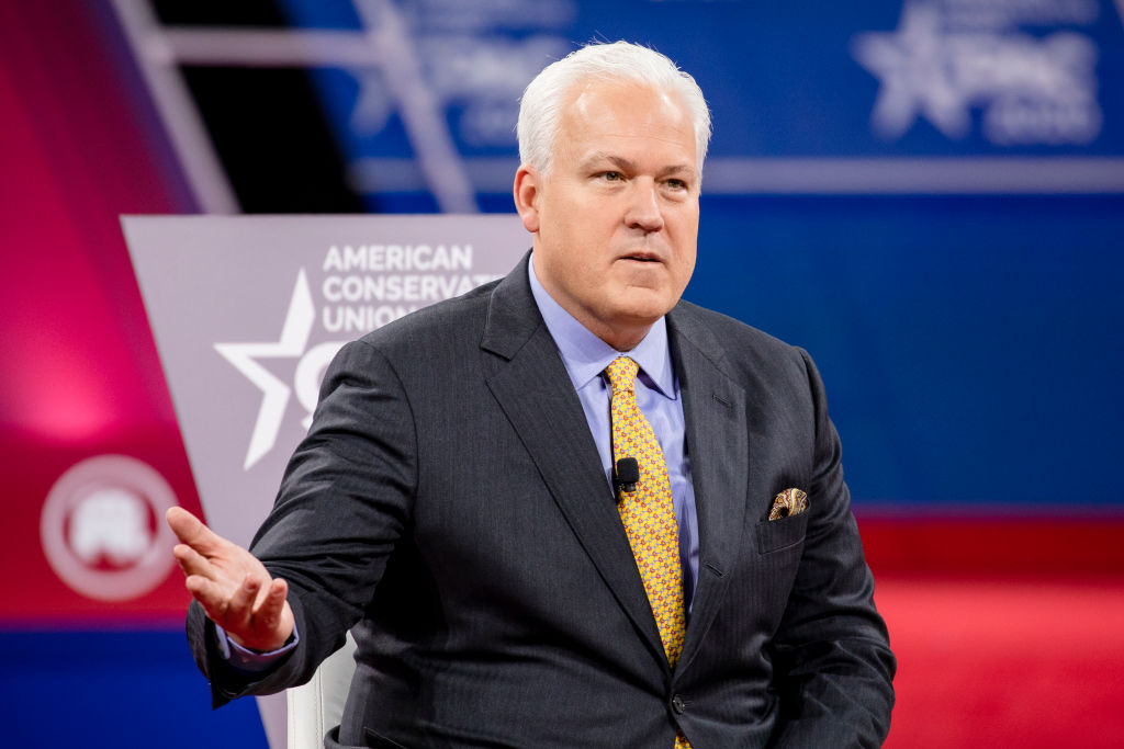 NATIONAL HARBOR, MD - FEBRUARY 28: Matt Schlapp (L), Chairman of the American Conservative Union, hosts a conversation with Laura Trump , President Donald Trumps daughter in-law and member of his 2020 reelection campaign, and Brad Parscale , campaign manager for Trump's 2020 reelection campaign, during the Conservative Political Action Conference 2020 (CPAC) hosted by the American Conservative Union on February 28, 2020 in National Harbor, MD. (Photo by Samuel Corum/Getty Images)