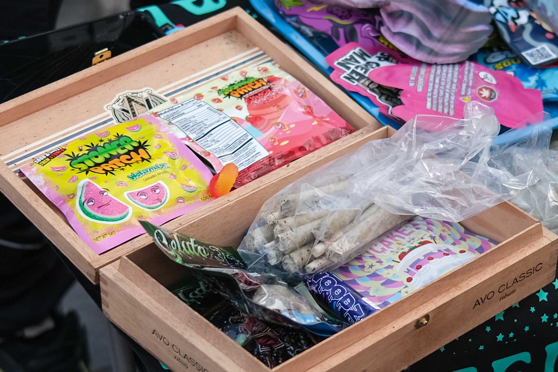 NEW YORK, NEW YORK - APRIL 20: Pre rolled joints and gummy infused candy are sold on 4/20 on World Weed Day in Washington Square Park on April 20, 2022 in New York City. Hundreds of people flocked to Washington Square Park where vendors set up tables selling cannabis flowers, as well as other cannabis-infused products. Laws across the U.S. vary by state, but in New York City, it is legal for adults 21 and older to possess up to three ounces of cannabis and up to 24 grams of concentrated cannabis for personal use. (Photo by Alexi Rosenfeld/Getty Images)