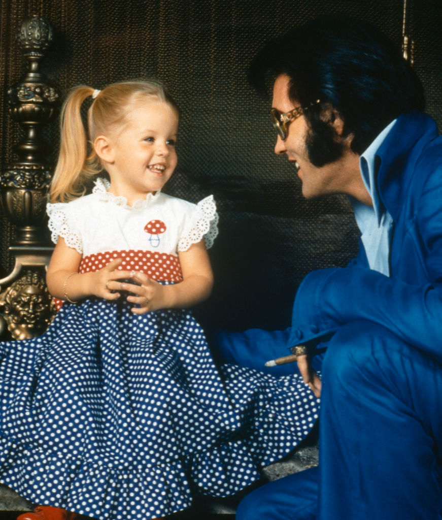 American rock legend Elvis Presley with his daughter Lisa-Marie Presley. (Photo by Frank Carroll/Sygma via Getty Images)