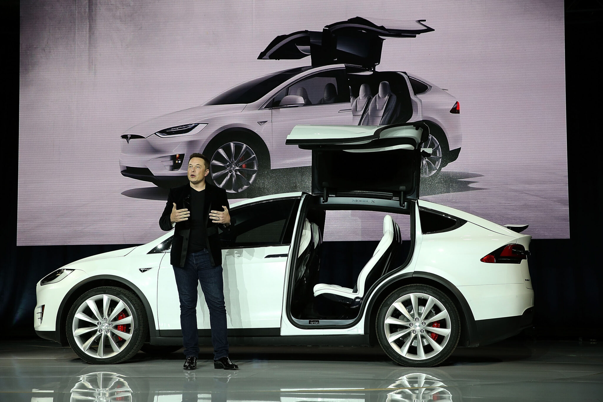 FREMONT, CA - SEPTEMBER 29:  Tesla CEO Elon Musk speaks during an event to launch the new Tesla Model X Crossover SUV on September 29, 2015 in Fremont, California. After several production delays, Elon Musk officially launched the much anticipated Tesla Model X Crossover SUV. The  (Photo by Justin Sullivan/Getty Images)